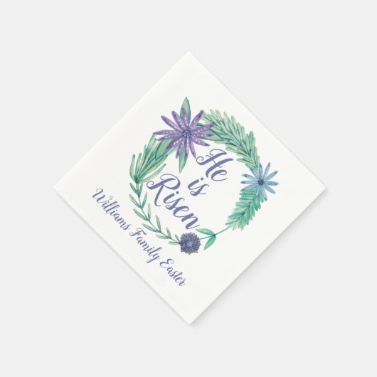 イースター彼は宗教的なイースターのフローラを復活カスタム スタンダードカクテルナプキン (角)