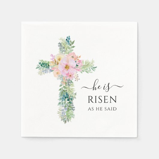 イースター彼は水色の緑の十字架を生み出した スタンダードカクテルナプキン (正面)