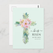 イースター彼は緑の水の色のクロスを上昇 ポストカード (正面/裏面)