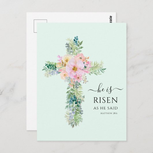 イースター彼は緑の水の色のクロスを上昇 ポストカード (正面/裏面)