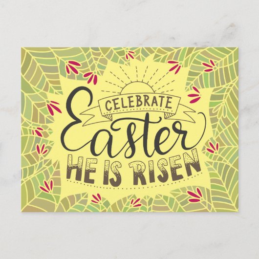 イースター彼祝は黄色の晴れたイースターの上昇している ポストカード (正面)