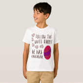 イースター後を追ザ白うさぎおもしろいキュイユーモアのあるー Tシャツ (正面フル)