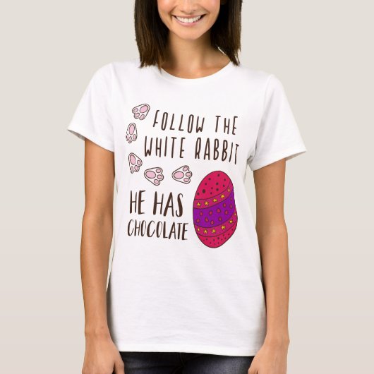 イースター後を追ザ白うさぎおもしろい引用文かわいい Tシャツ (正面)