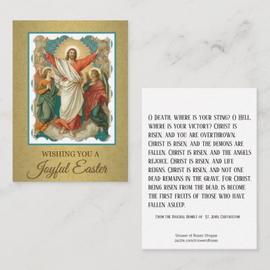 イースター復活の神聖なカードw/prayer聖ヨハネ 名刺 (正面/裏面)