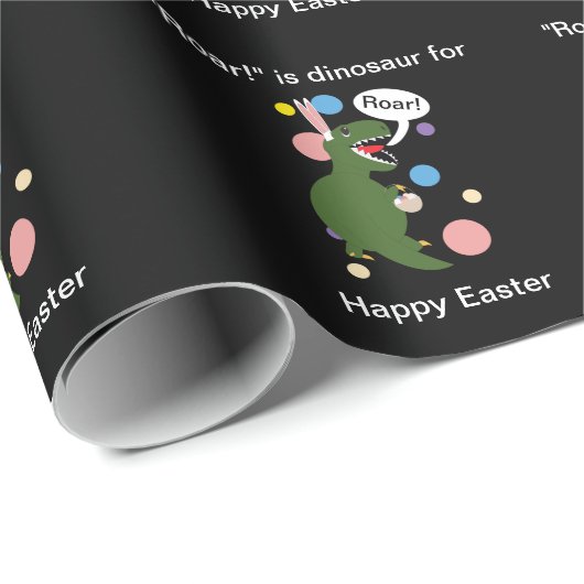 イースター恐竜の轟音ウサギのパーソナライズ ラッピングペーパー (ロールコーナー)