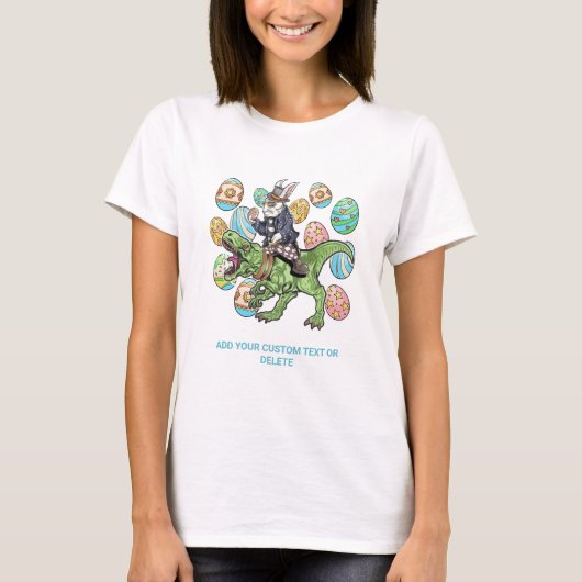 イースター恐竜イースターバニー乗り恐竜 Tシャツ (正面)