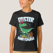 イースター恐竜シャツ ウサギの卵狩り 子供 男の子 ベル Tシャツ (正面)