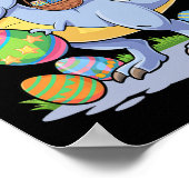 イースター恐竜Tレックスとバニー保持カラフルE ポスター (角)