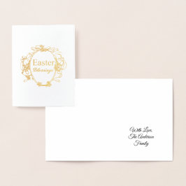 イースター恵みかわいいイースターバニータイポグラフィ 箔カード