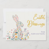 イースター恵みかわいいフローラシルエットバニー シーズンカード (正面)