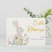 イースター恵みかわいいフローラシルエットバニー シーズンカード (スタンド正面)