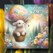 イースター恵みかわいいラムチックス熱い気球 シーズンカード