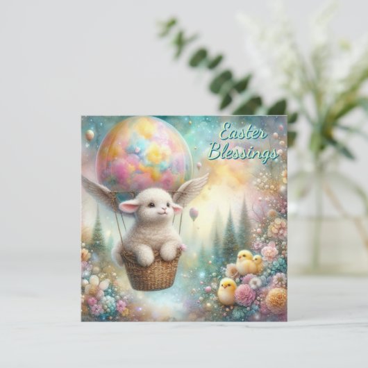 イースター恵みかわいいラムチックス熱い気球 シーズンカード (スタンド正面)