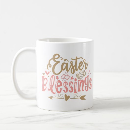 イースター恵みかわいらし引用文 コーヒーマグカップ (左)