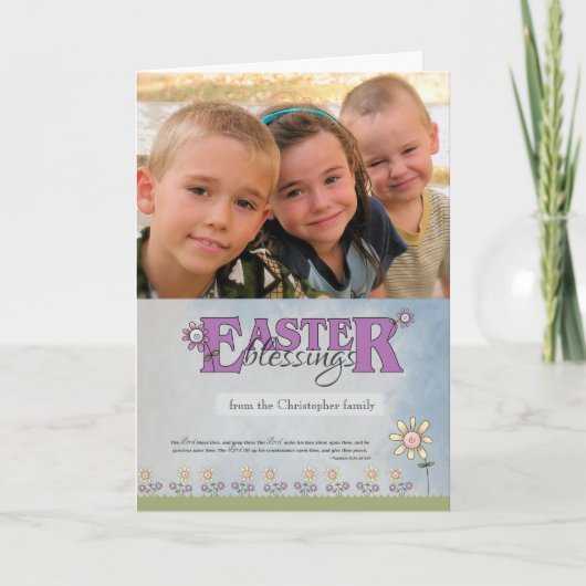 イースター恵みの花と聖なる書物、 経典写真 シーズンカード (正面)