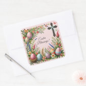 イースター恵みの花のフレーム スクエアシール (封筒)