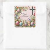 イースター恵みの花のフレーム スクエアシール (バッグ)