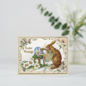 イースター恵みアーティストバニーヴィンテージ再生 シーズンポストカード (スタンド正面)