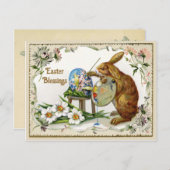 イースター恵みアーティストバニーヴィンテージ再生 シーズンポストカード (正面/裏面)