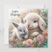 イースター恵みウォーターカラーバニーとラム シーズンカード (正面)