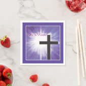 イースター恵みクロススターバスト上の紫、上昇 スタンダードカクテルナプキン (インサイチュ)