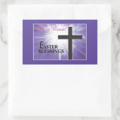 イースター恵みクロススターバスト上の紫、上昇 長方形シール (バッグ)