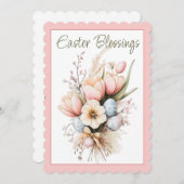 イースター恵みチューリップブーケスキャロップフラットカード シーズンカード (正面/裏面)