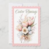 イースター恵みチューリップブーケスキャロップフラットカード シーズンカード (正面)
