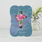 イースター恵みトロピカルハイビスカスクロスグリーティング シーズンカード (スタンド正面)