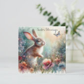 イースター恵みハッピーバニーフラワークリスチャン シーズンカード (スタンド正面)