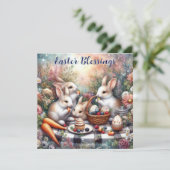 イースター恵みパステルキュートバニーファミリーピクニック シーズンカード (スタンド正面)
