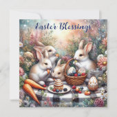 イースター恵みパステルキュートバニーファミリーピクニック シーズンカード (正面)