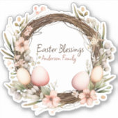 イースター恵みファミリー名リースヴィンテージ シール (正面)