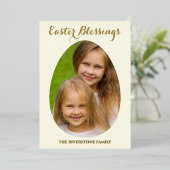 イースター恵みフォトエレガントシンプルクリーム 箔シーズンカード (立ち正面)