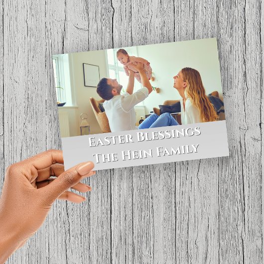 イースター恵みフルブリードファミリーフォトパープル シーズンカード