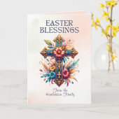 イースター恵みフローラクロスキリスト教イースター カード (黄色い花)