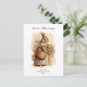 イースター恵みブラウンヴィンテージバニーパーソナライズされた シーズンポストカード (スタンド正面)