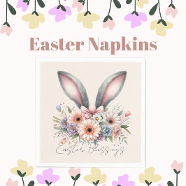 イースター恵みブランチかわいいバニーイヤーピンク スタンダードカクテルナプキン