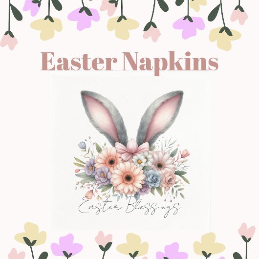 イースター恵みブランチかわいいバニーイヤーホワイト スタンダードカクテルナプキン