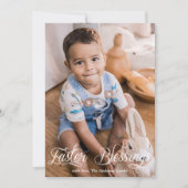 イースター恵みベビーガールファミリーピンク写真 シーズンカード (正面)