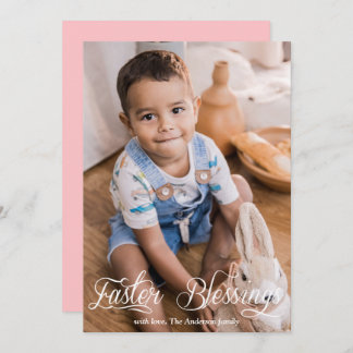 イースター恵みベビーガールファミリーピンク写真 シーズンカード