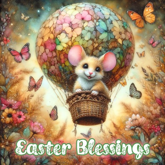 イースター恵みホットエアバルーンマウス蝶 シーズンカード