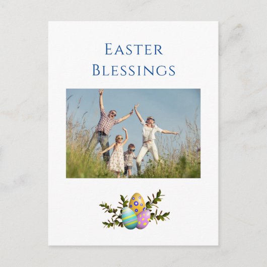 イースター恵みモダンクリスチャン家族 シーズンポストカード (正面)