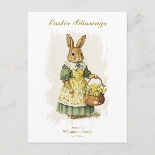 イースター恵みヴィンテージバニーラビットカスタム文字 シーズンポストカード (正面)