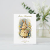 イースター恵みヴィンテージバニーラビットカスタム文字 シーズンポストカード (スタンド正面)