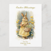 イースター恵みヴィンテージバニーラビットカスタム文字 シーズンポストカード (正面)