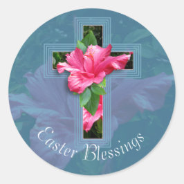 イースター恵み熱帯ハイビスカスステッカー ラウンドシール