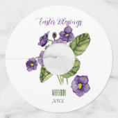 イースター恵み紫のヴィオレットワイングラスラベル ワイングラスタグ (正面)