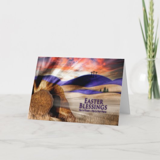 イースター恵み2復活墓石遠くに カード (正面)