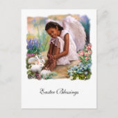 イースター恵み。バニーとリトル・エンジェル シーズンポストカード (正面)